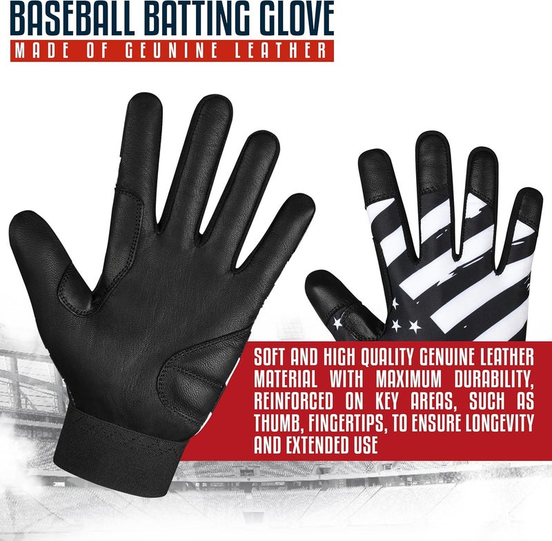 Dot Stitch Batting Gloves - American Flag & USA Flag Baseball & Softball Gloves for Youth, Adult & Unisex - Image 5